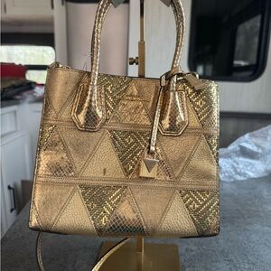 Michael Kors Gold and Brown Geometric Satchel * AUTHENTIC *